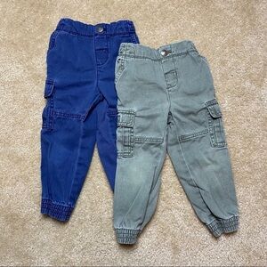 Carters 2 Pair Elastic Waist Pants Blue & Green 2T